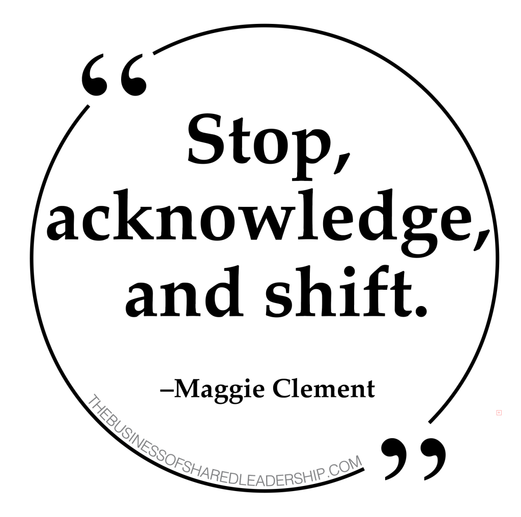 Stop, acknowledge, and shift quote bubble.
